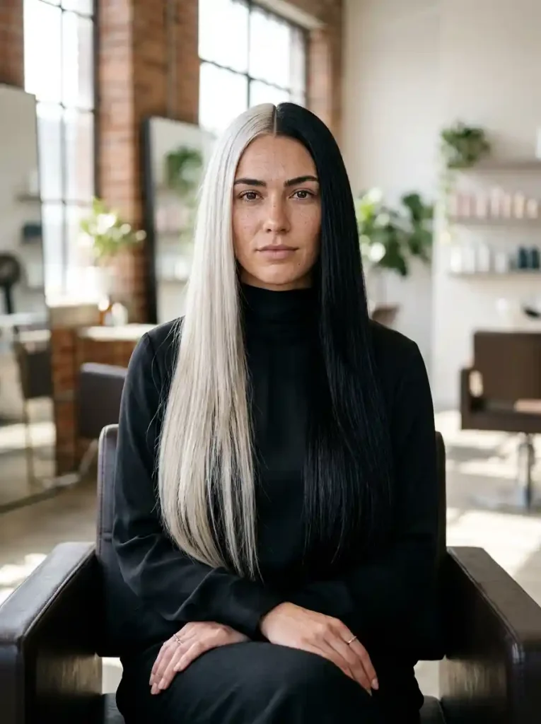 1. Black and Platinum Split Dye