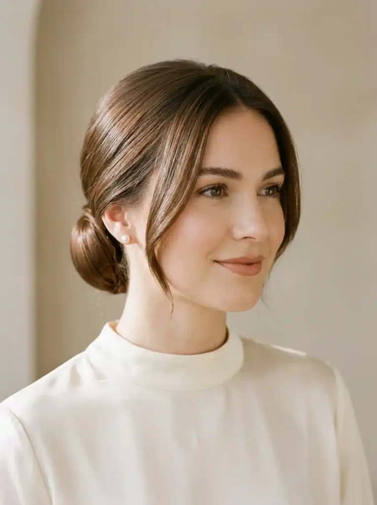 1. Classic Low Bun Trendy Bun Hairstyle Ideas