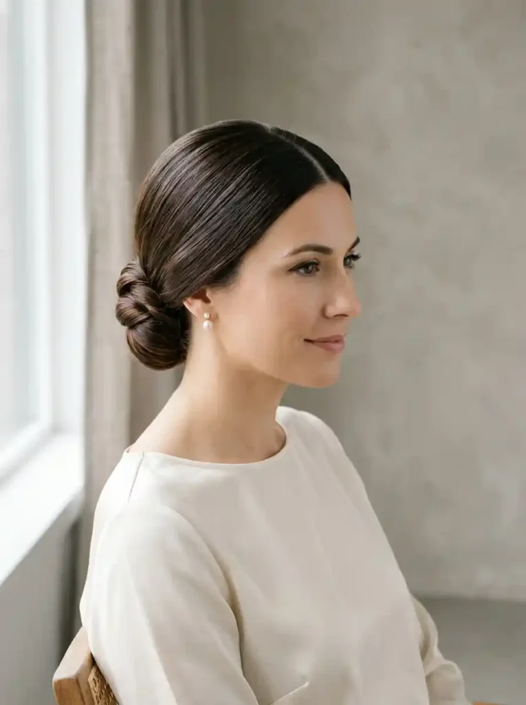 1. Classic Sleek Twist Elegant Twist & Sleek Low Bun Hairstyles