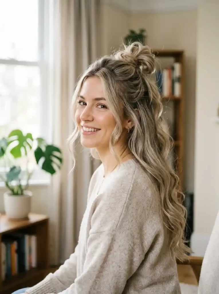 10. Half-Up Messy Bun