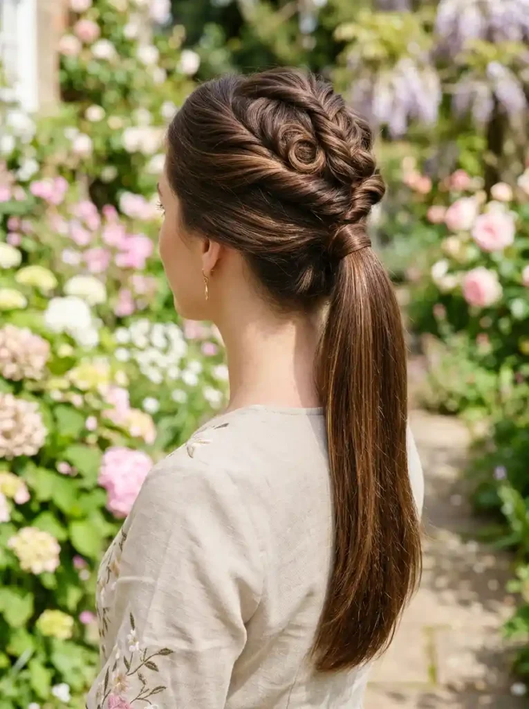 12. Twisted Crown Ponytail