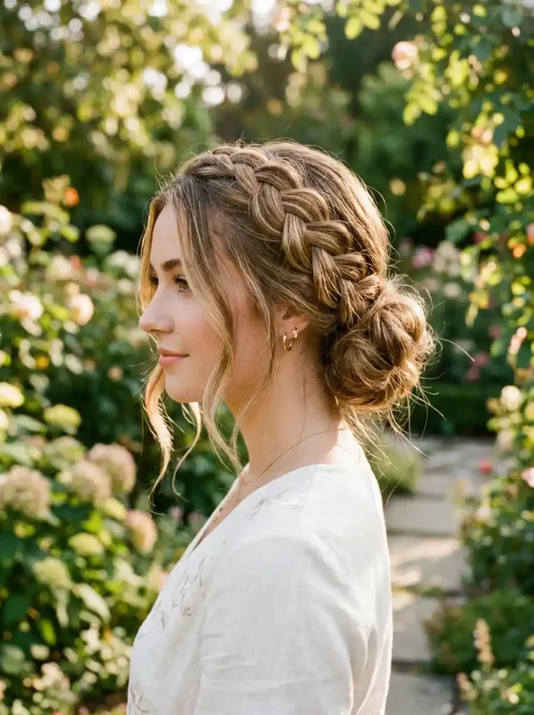 16. Braided Crown Bun