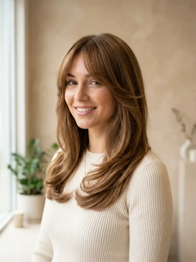 2. Layered Curtain Bangs