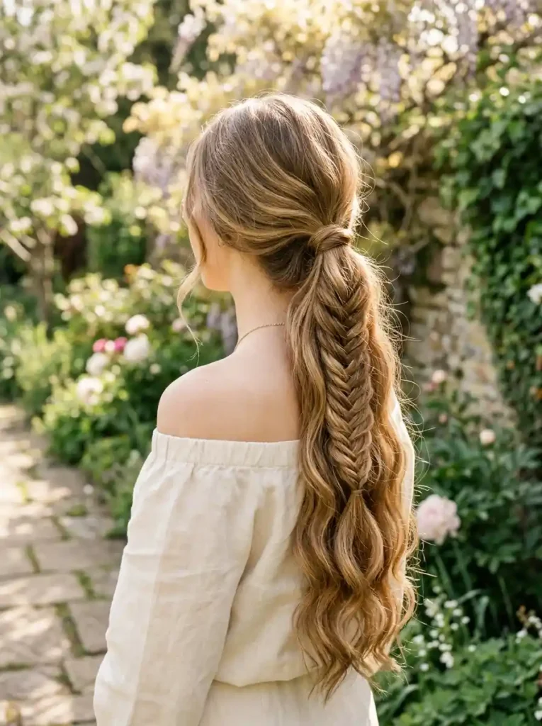 21. Loose Fishtail Ponytail