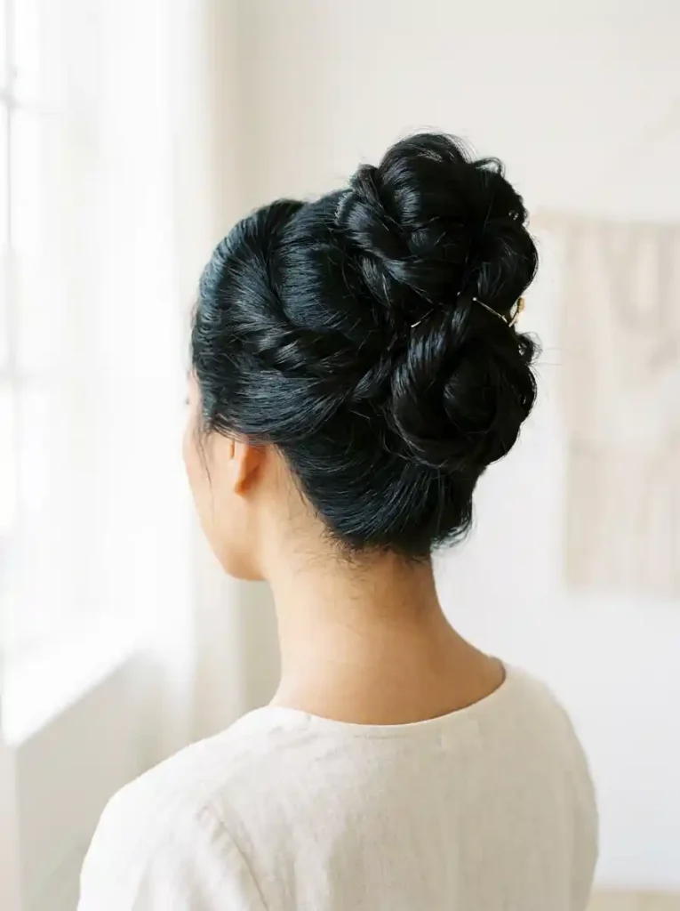 22. Infinity Twist Bun Messy Bun Hairstyle Ideas