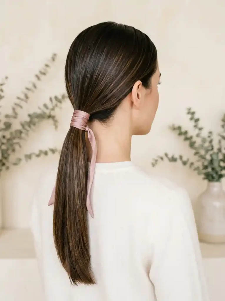 22. Ribbon Wrapped Ponytail