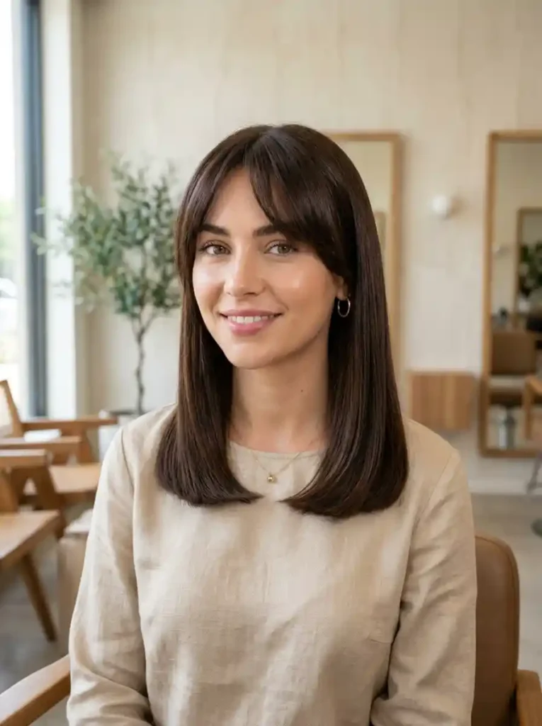 6. Blunt Lob Bangs