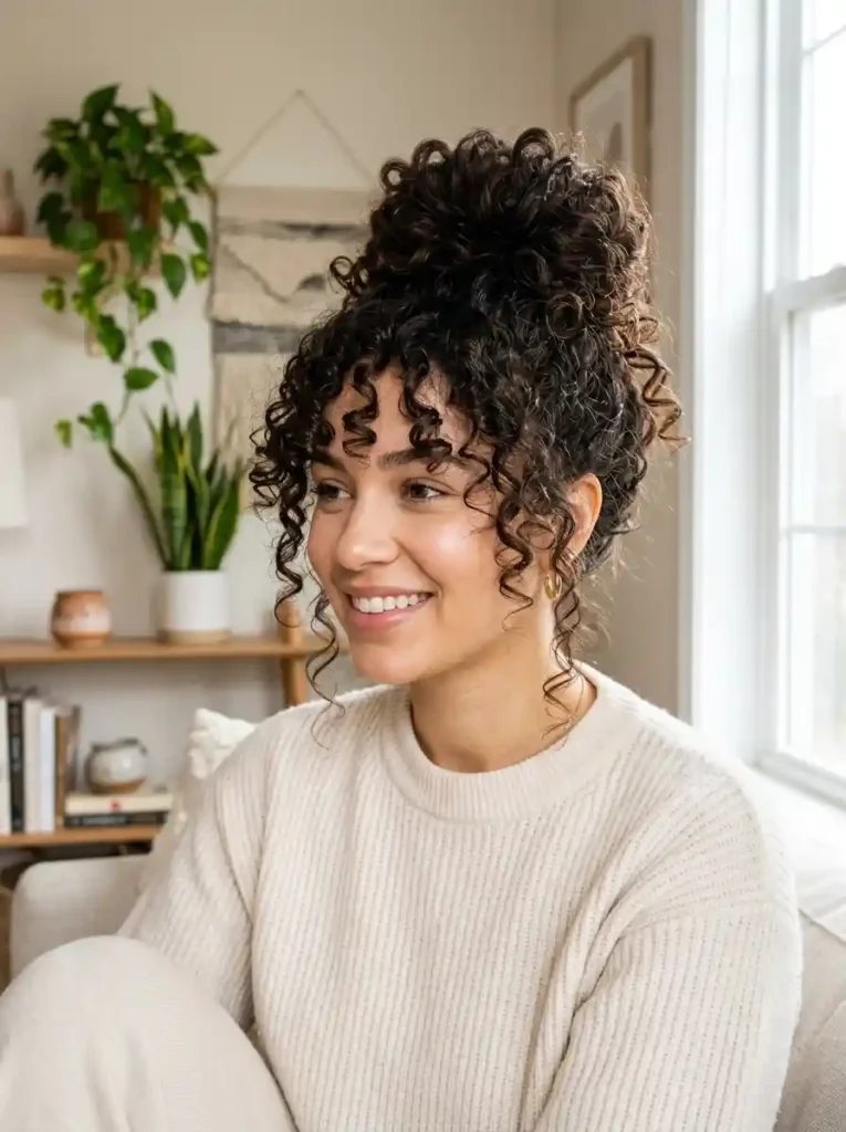 7. Curly Messy Bun