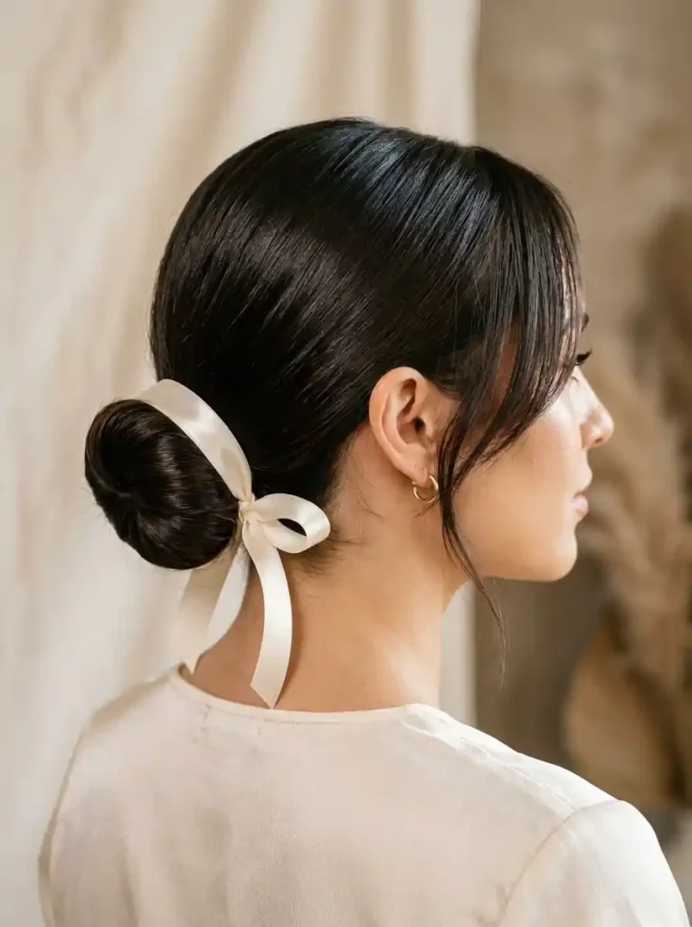 8. Satin Ribbon Bun