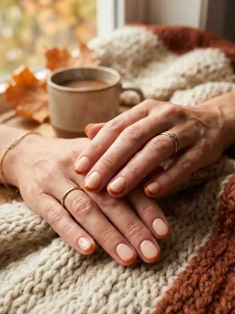 10. Pumpkin Spice French Tips