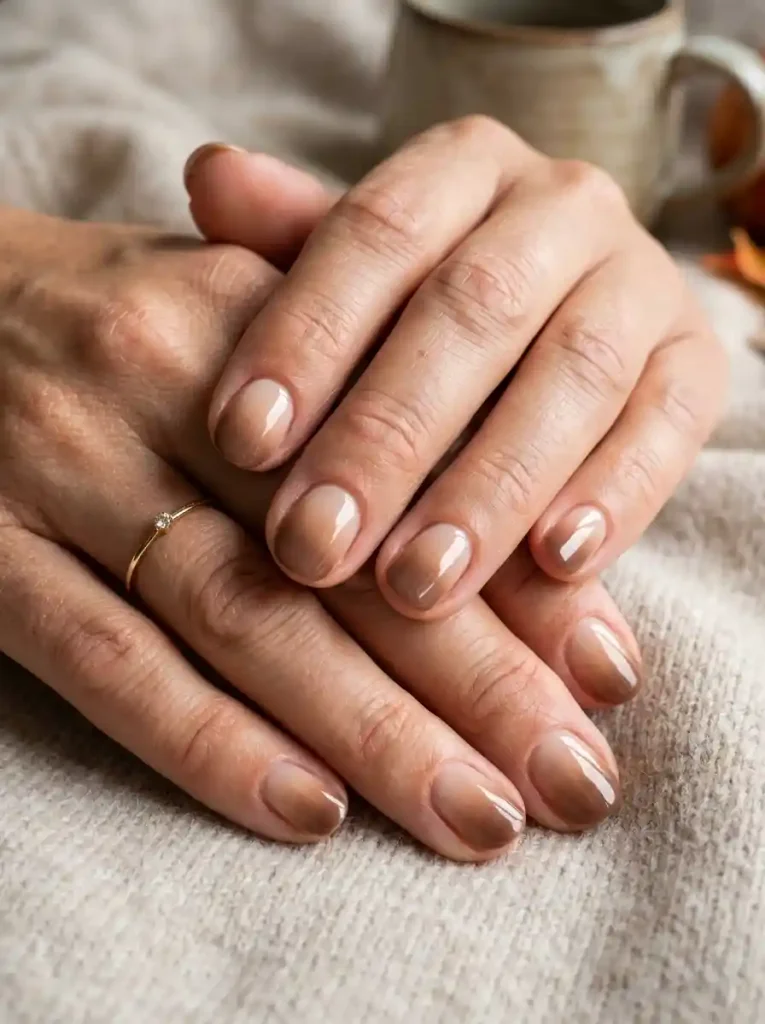 11. Mocha Ombre Nails