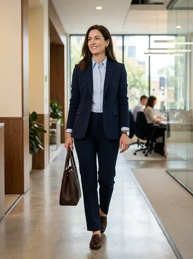 12. Navy Suit with Light Blue Shirt