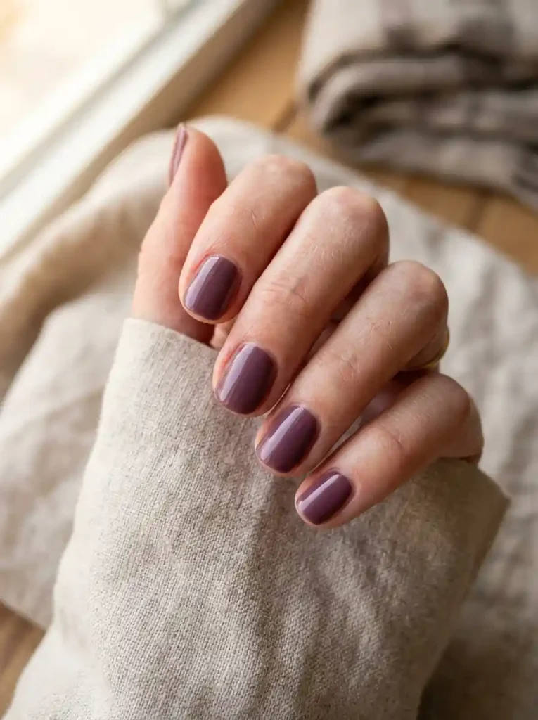 13. Soft Plum Short Nails