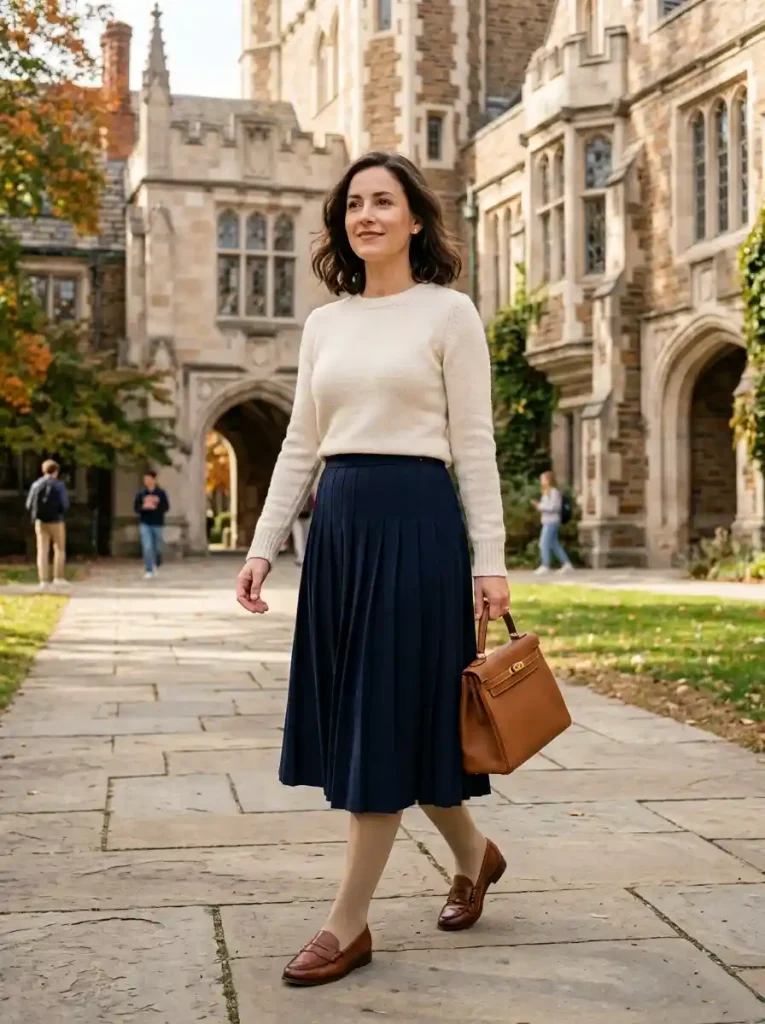 15. Pleated Skirt with Knit Sweater