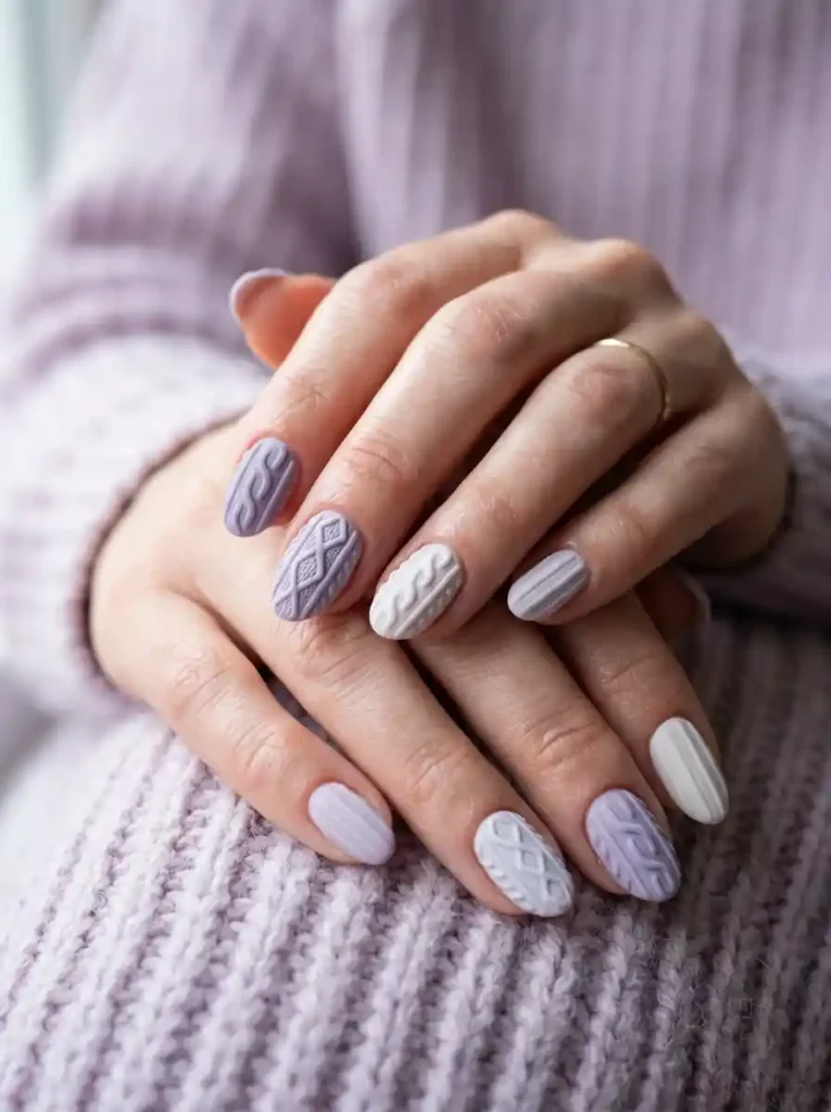 17. Lavender Winter Sweater Nails
