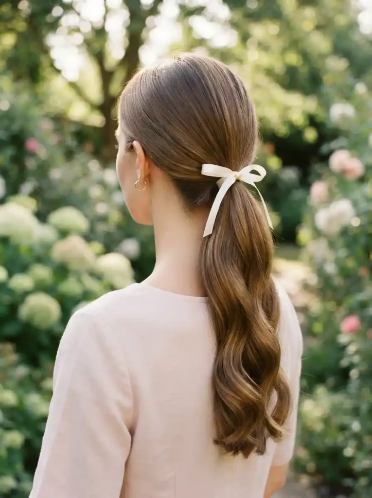 18. Low Ribbon Ponytail