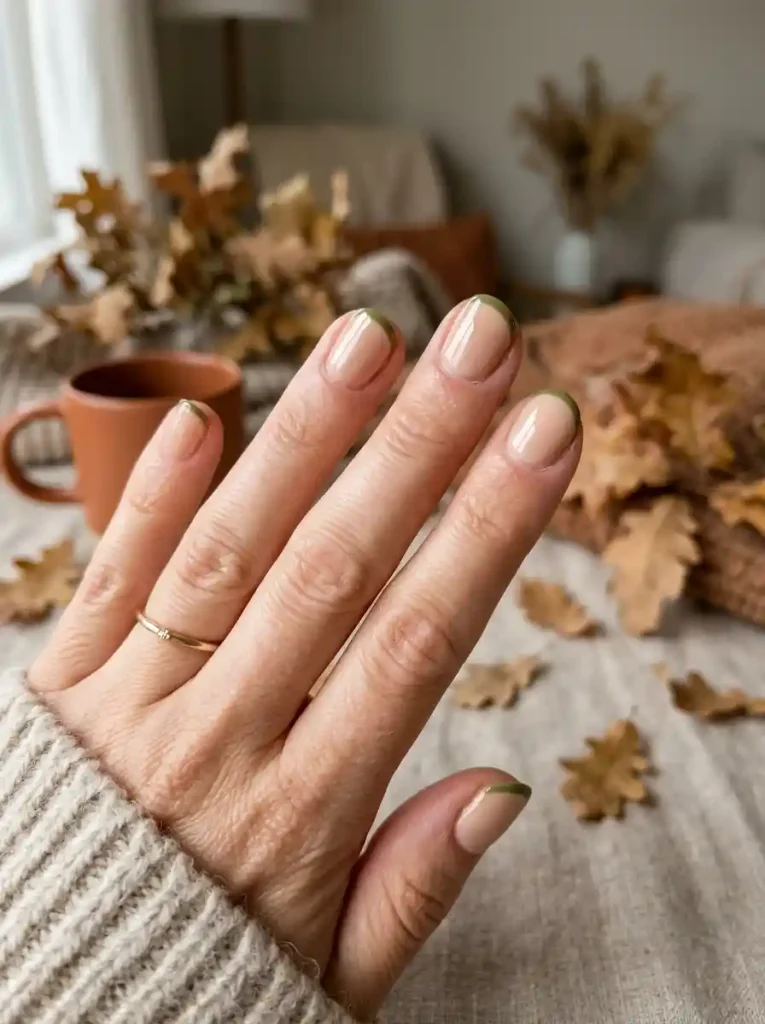2. Olive Green French Tips