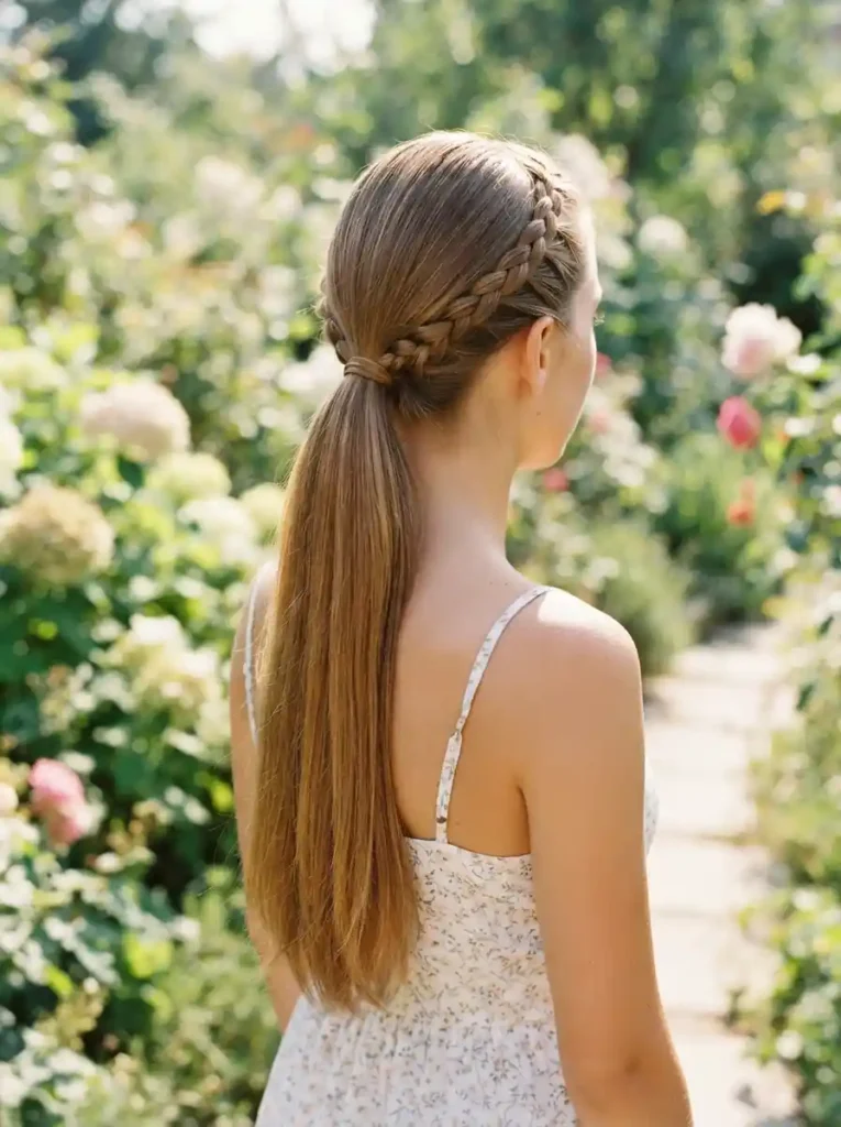 20. Braided Crown Pony
