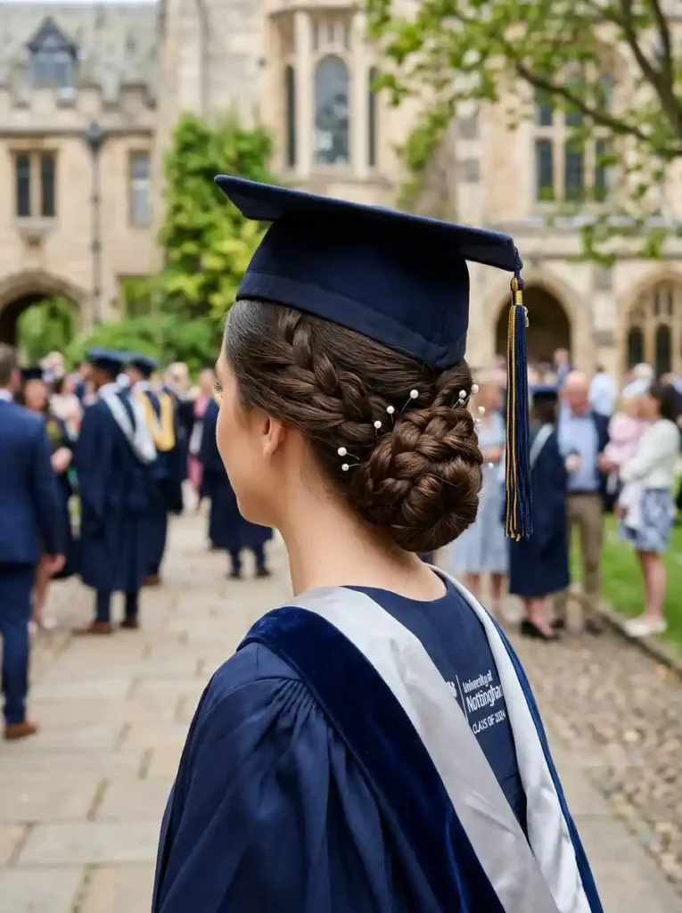 20. Refined Braided Updo Best Graduation Hairstyles