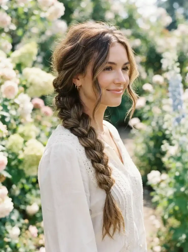 24. Textured Side Braid Easy Summer Hairstyles