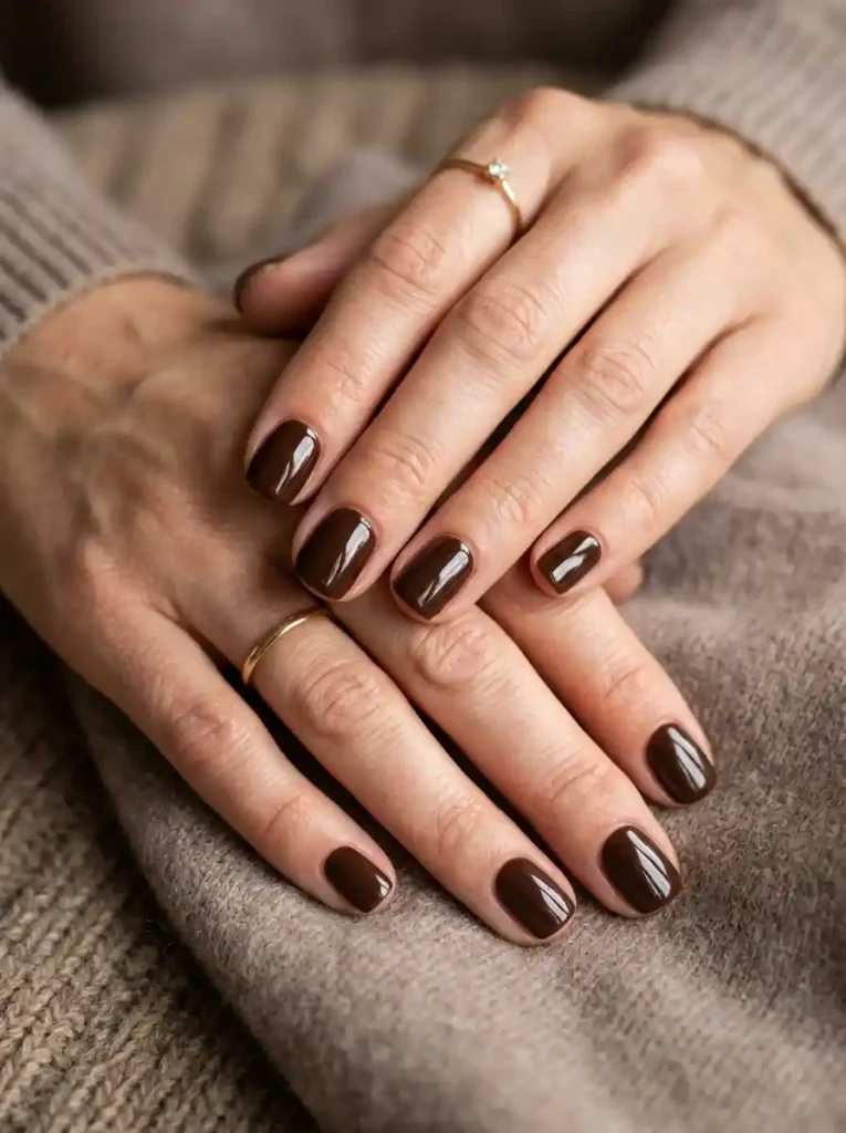 3. Chocolate Brown Glossy Nails