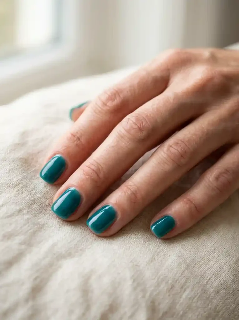 3. Teal Jelly Short Nails