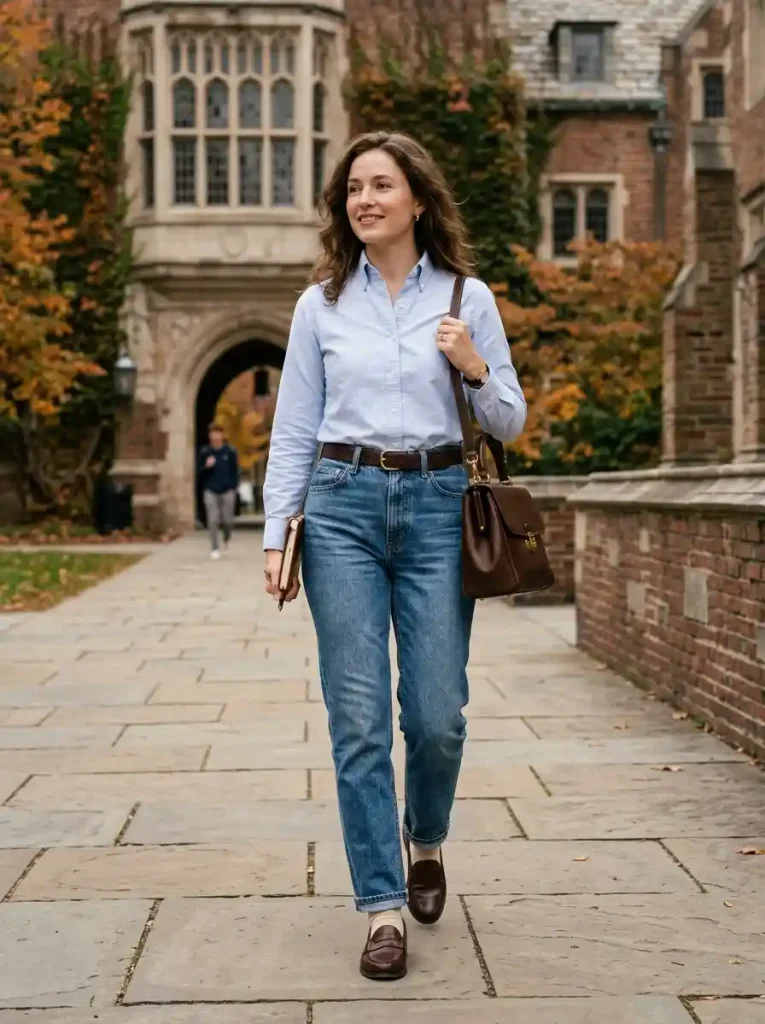 8. Oxford Shirt With Straight-Leg Jeans