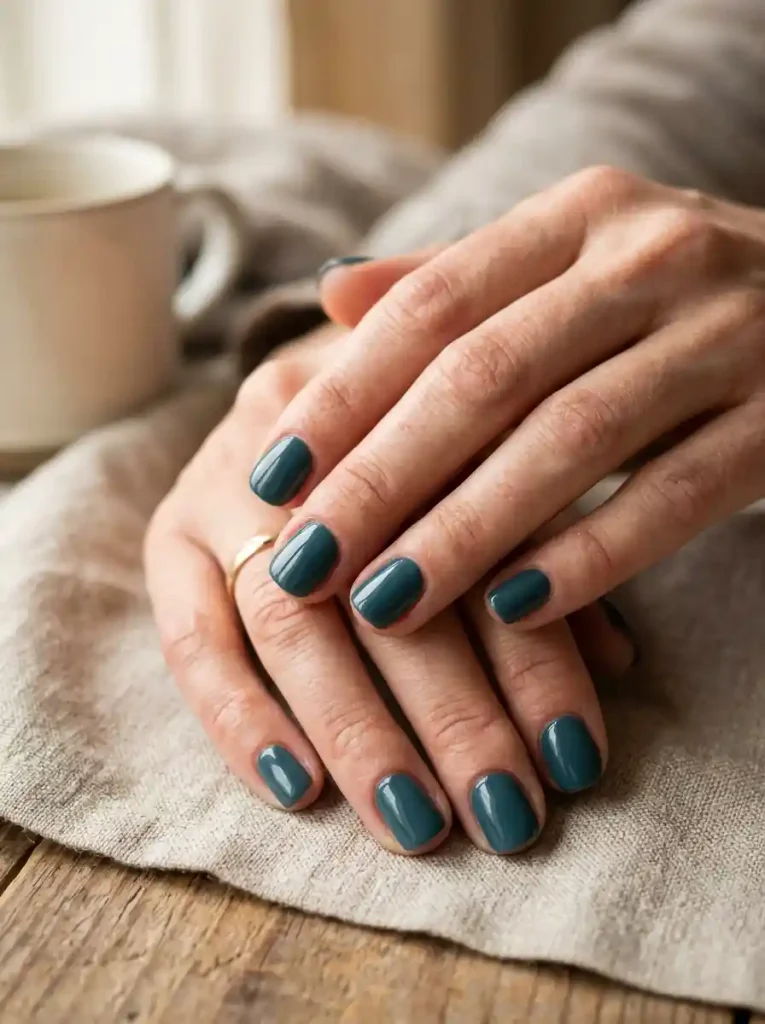 9. Deep Teal-September Fall Nail Ideas