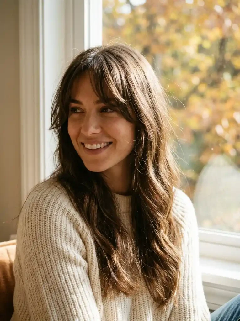 1. Soft Layered- Fall Haircuts for Women with Face-Framing Bangs