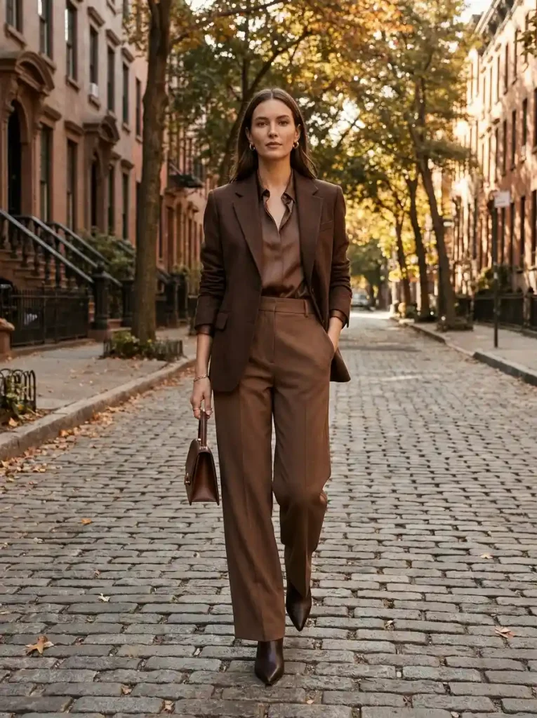 1. Tonal Espresso Dressing-Chic Autumn Fashion Ideas