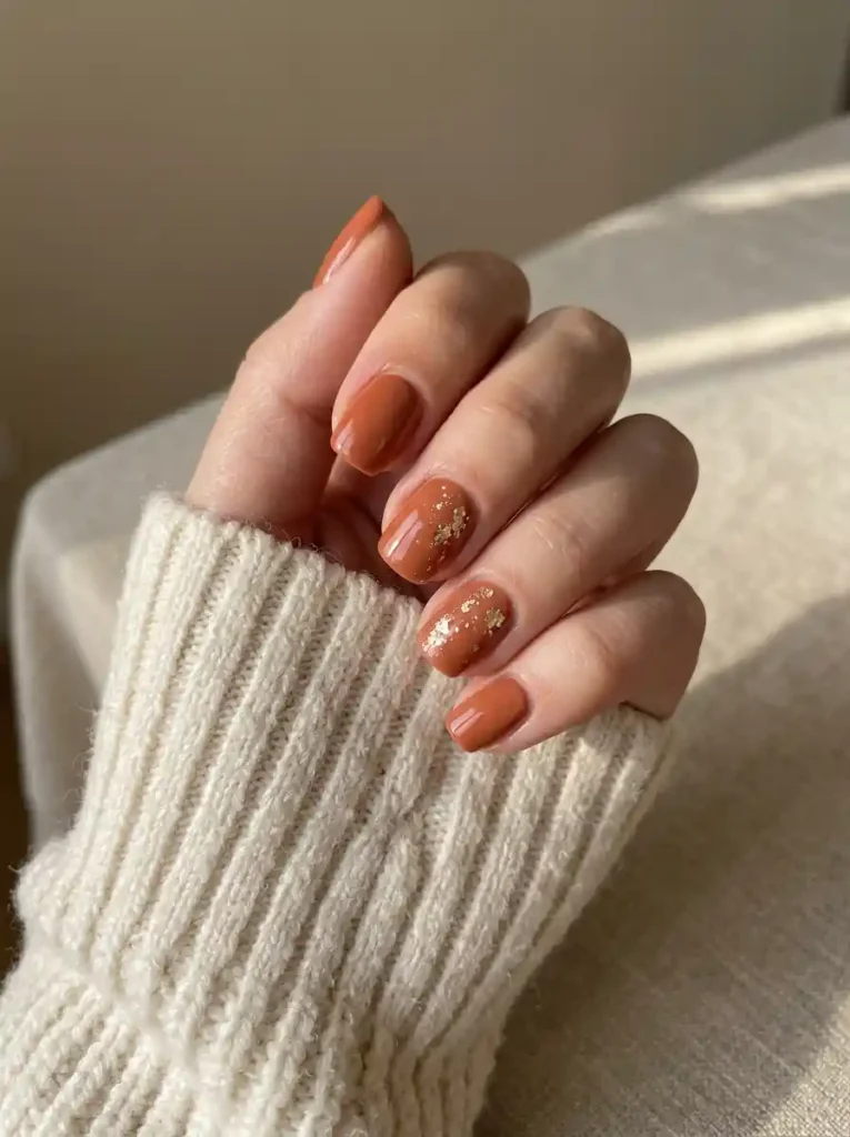 10. Rust and Gold Nails