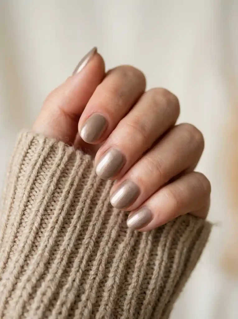 12. Taupe Chrome Nails