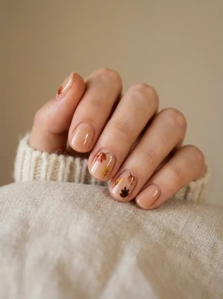 13. Mini Leaf Nails