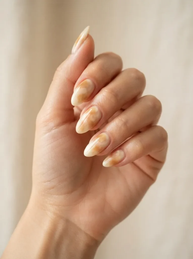 19. Caramel Cloud Nails