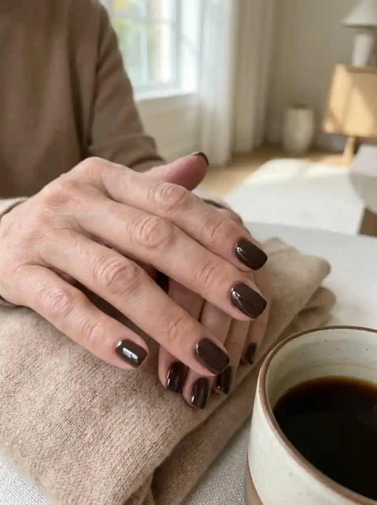2. Deep Espresso Brown Nails