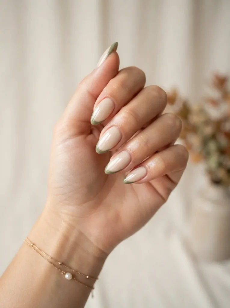 22. Olive French Tips Fall Nails Ideas