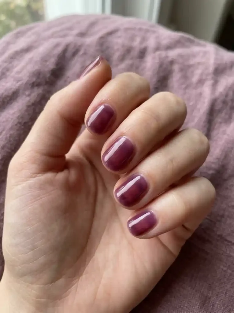22. Plum Jelly Short Fall Gel Nails