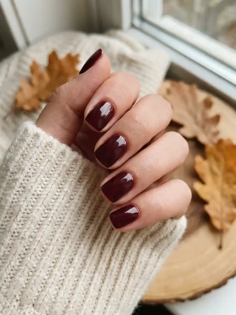 4. Burgundy Gloss Nails