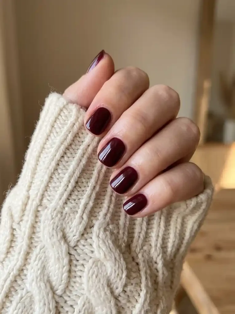 4. Burgundy Gloss Nails