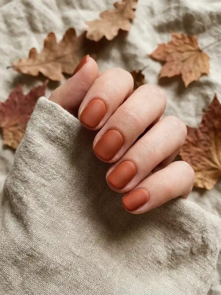 6. Matte Terracotta Nails