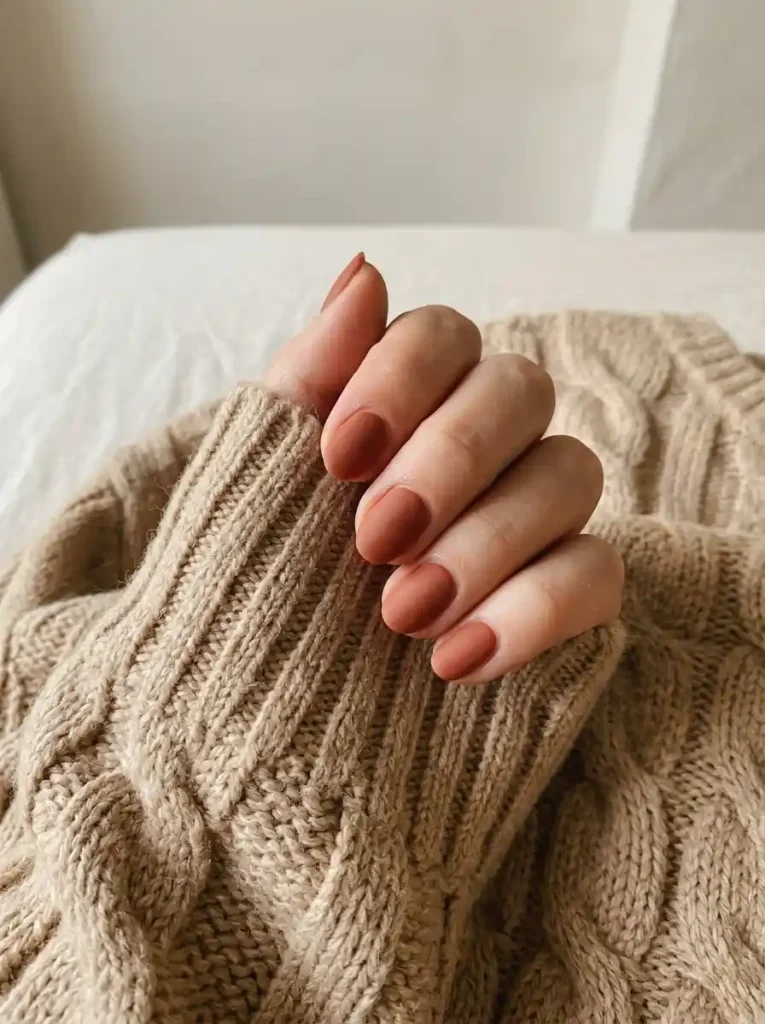6. Matte Terracotta Nails