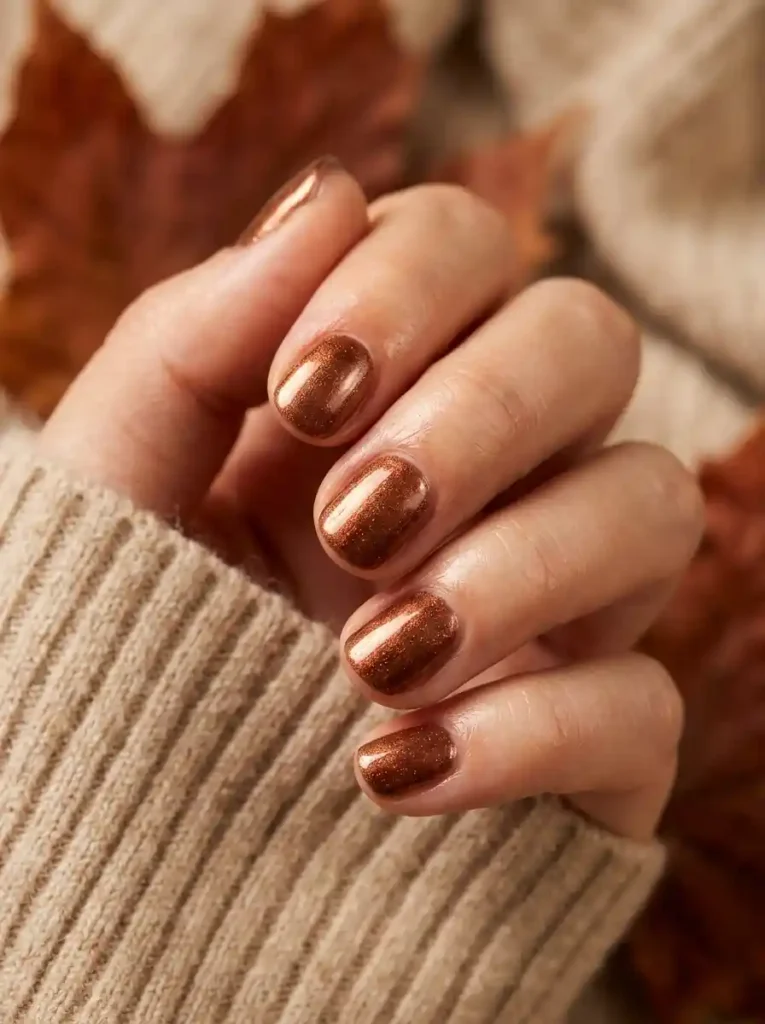 9. Copper Shimmer Nails